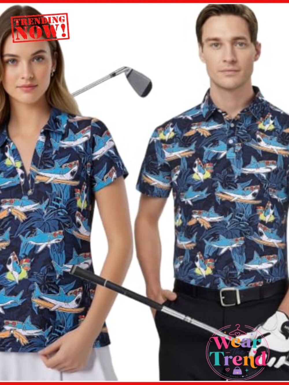 Unisex Golf Polo Shirt Couples Matching Funny Graphic Short Sleeve